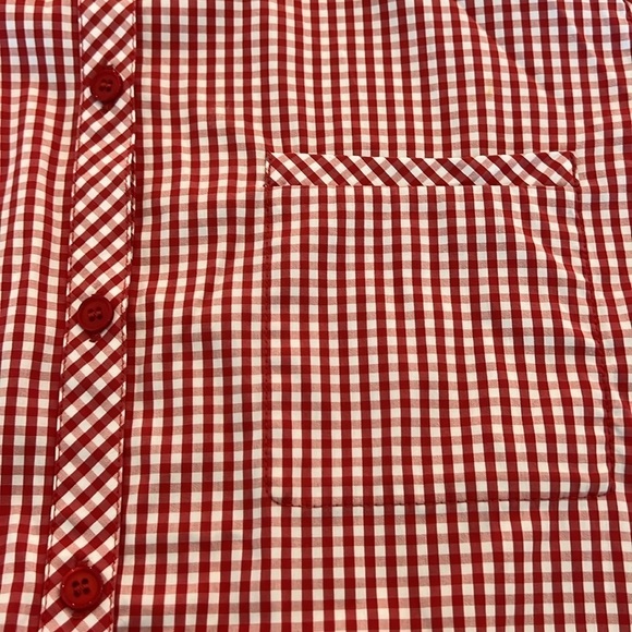 Lafayette 148 New York Paget Red White Gingham Cotton Button Down Shirt Size M - Picture 8 of 13